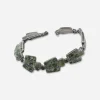 vintage green turquoise slab inlay bracelet Vintage Taxco turquoise inlay bracelet side view