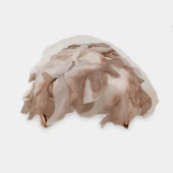 front view of vintage 1950s dusty pink silk cocktail hat.