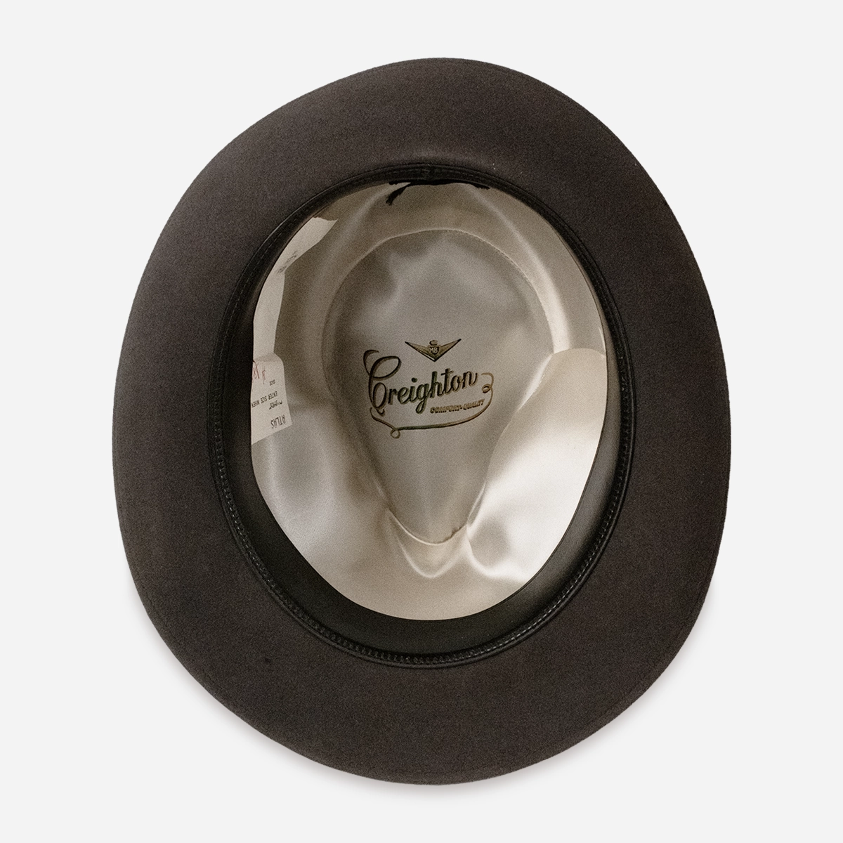 1960s fur felt fedora Interior satin lining of Creighton vintage fur felt fedora.