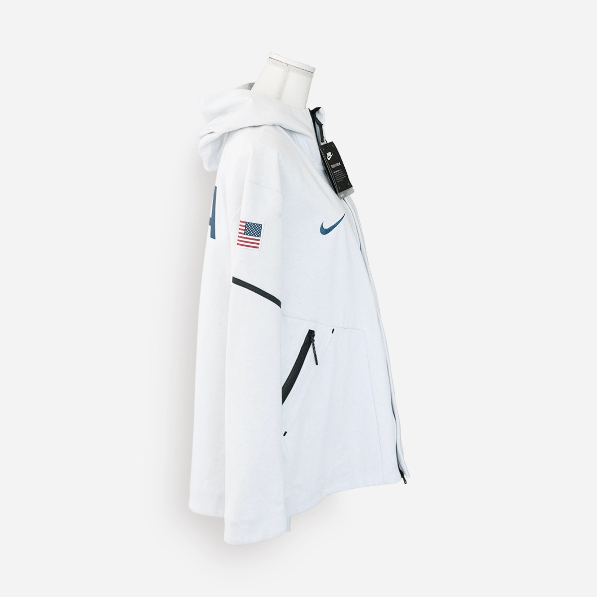 Nike Team USA 2018 Winter Olympic Windrunner jacket side view with flag emblem