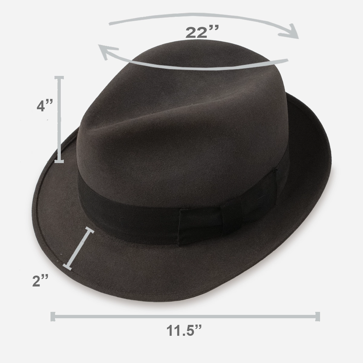 Gray fedora Hat sizing