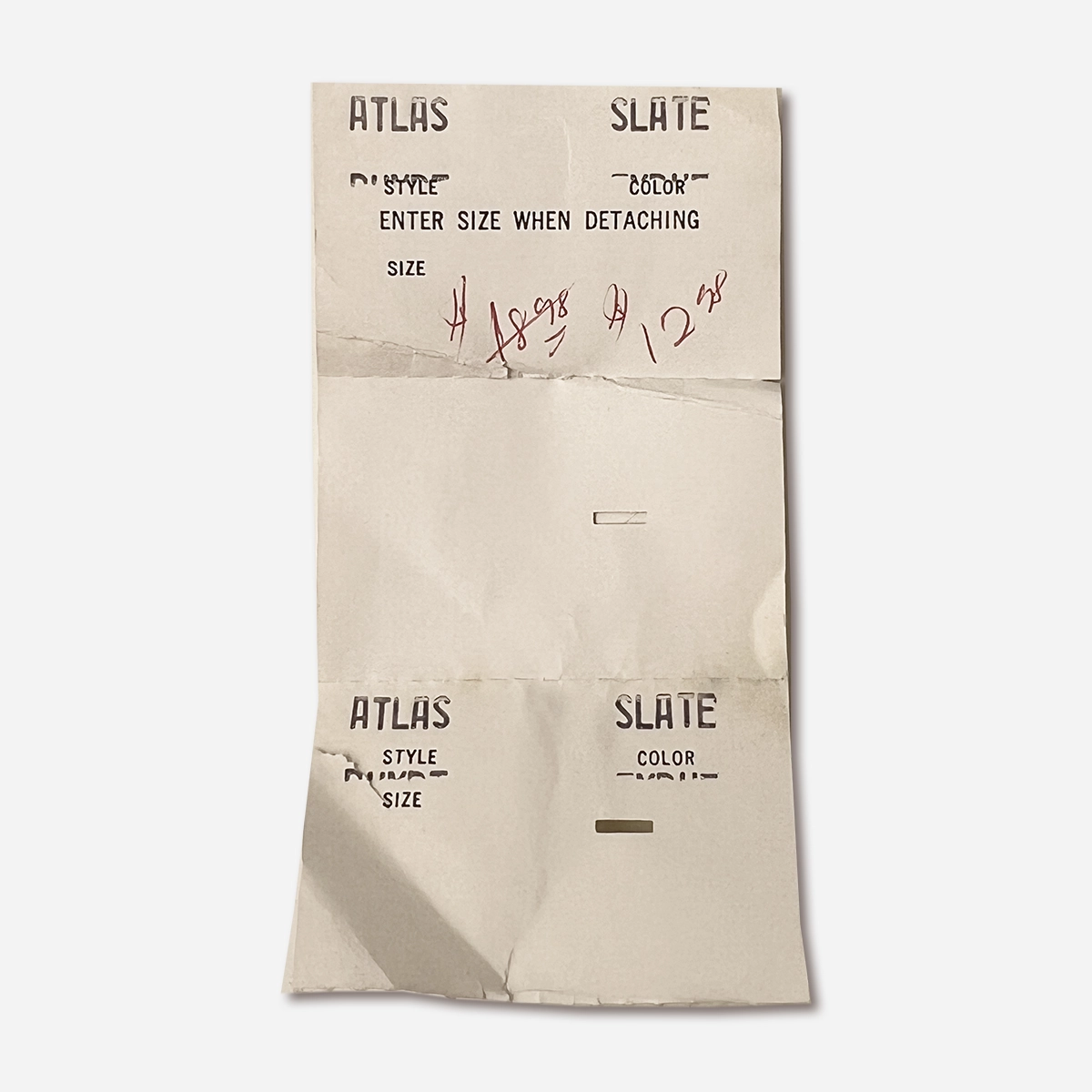 Vintage gray fedora paper tag Original Atlas Slate store tag inside Creighton fedora.