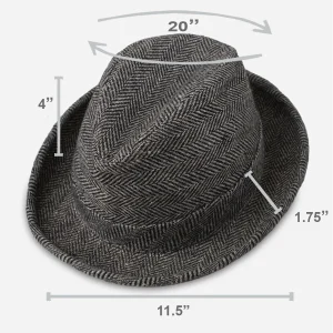 1970s black trilby hat size with measurements
