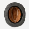 vintage men’s trilby size 7 interior of vintage trilby hat with copper satin coin print lining