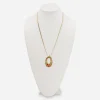 Enamel floral pendant, barrera for Avon Barrera for Avon enamel floral pendant necklace with orange yellow and green flowers on Trifari gold chain
