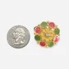 Orange & yellow enamel button clip earrings Vintage Avon enamel floral clip earring with orange yellow and green enamel shown next to quarter for size.