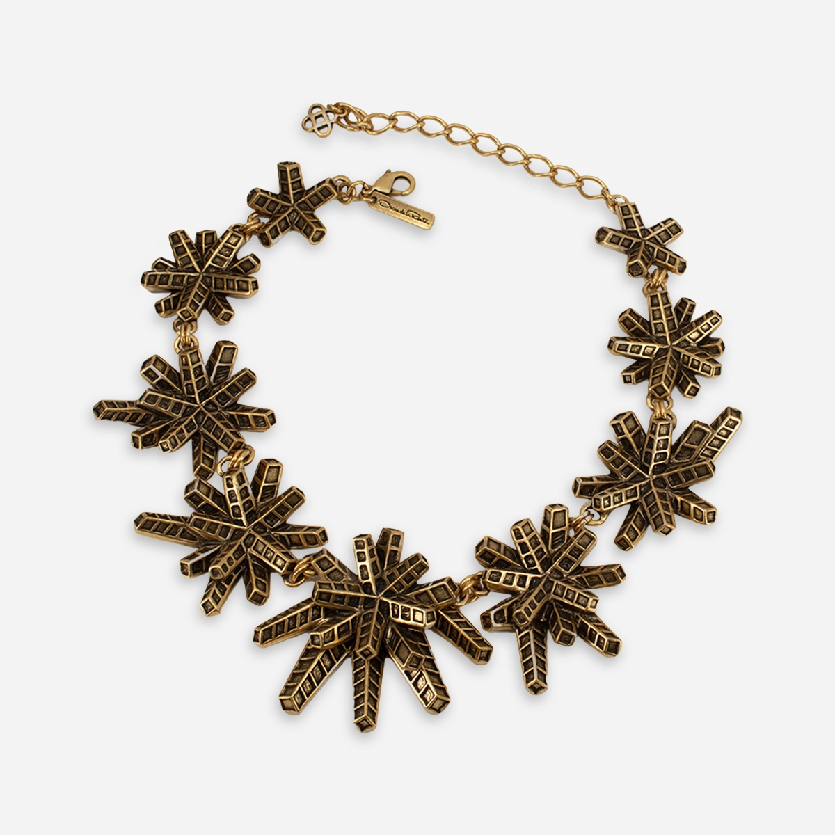 Oscar de la Renta Floral necklace Oscar de la Renta antique gold floral burst statement necklace