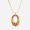jose barrera enamel pendant Vintage Barrera for Avon enamel pendant with crystals and openwork gold tone frame.