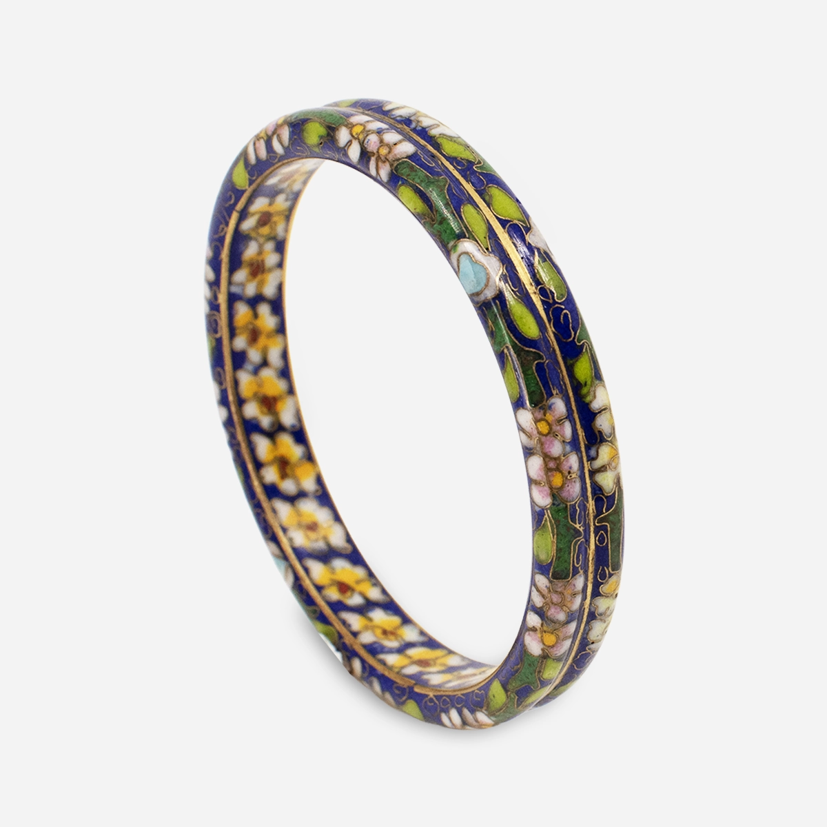 vintage Cloisonne bangle Vintage cloisonné bracelet interior floral design detail
