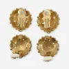 vintage avon gold enamel earrings Back of vintage Avon floral clip earrings showing gold tone clip backs and comfort pads.