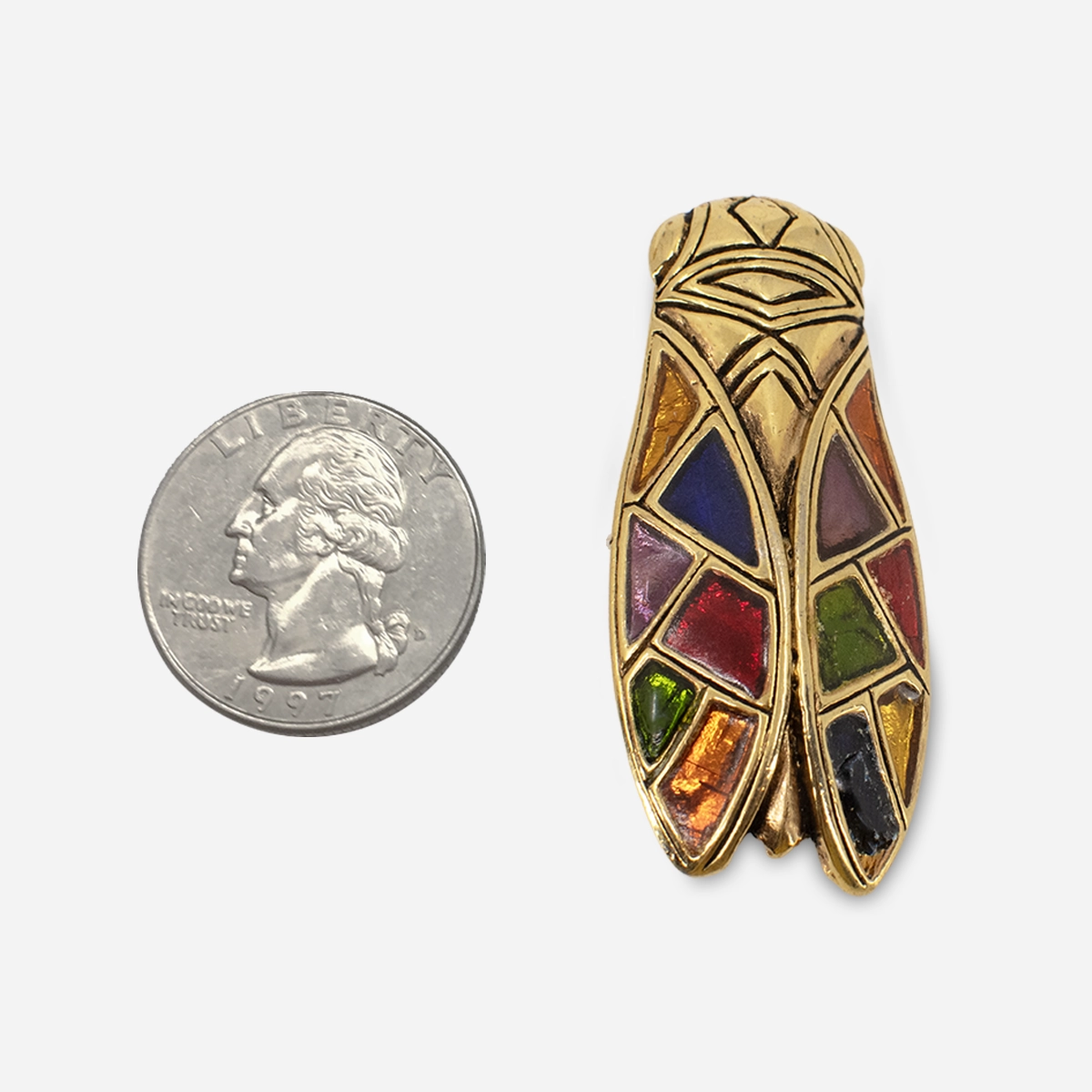René Gouin Enamel Cicada Brooch