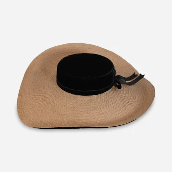 1950s straw and Black cartwheel hat.