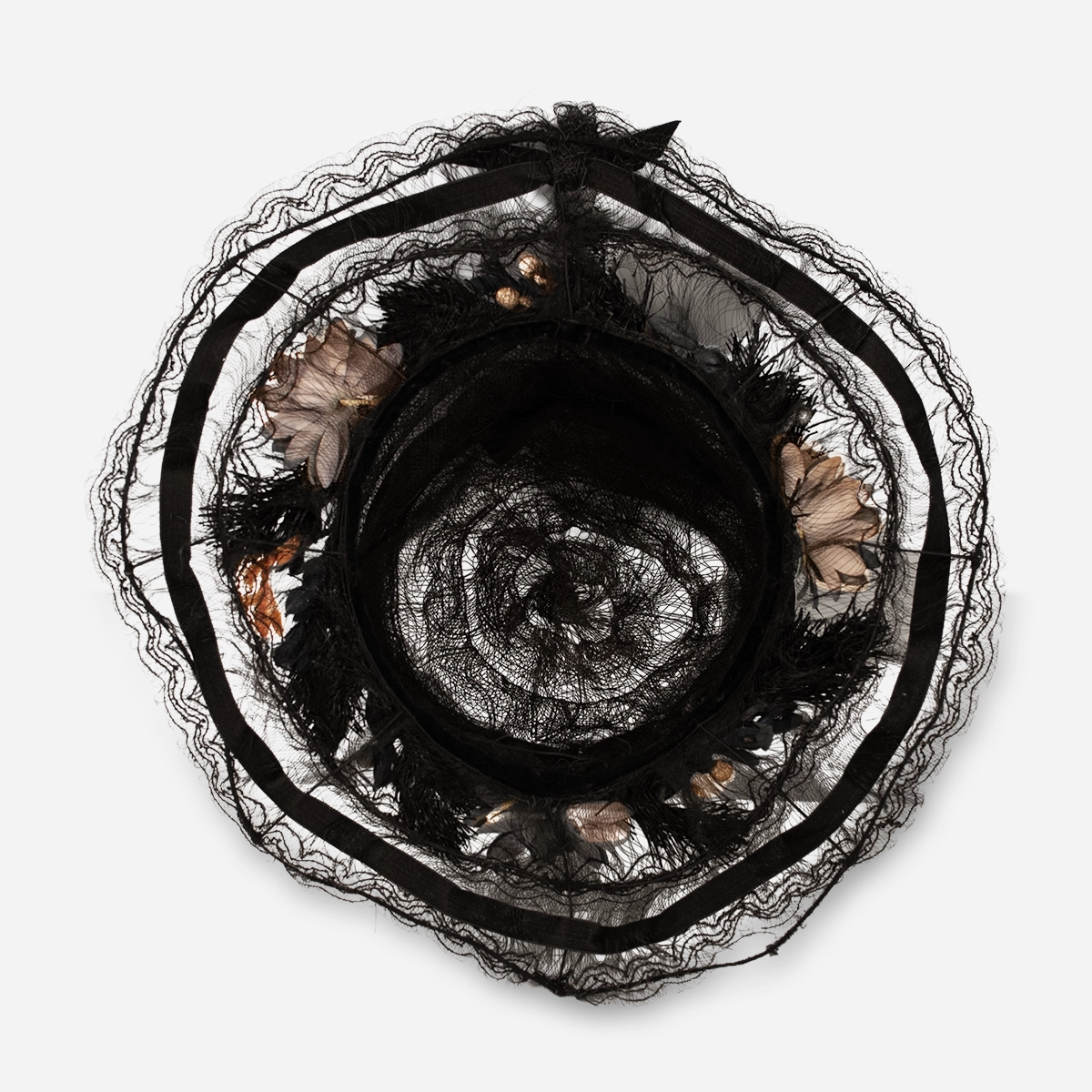 Interior view showing of Edwardian hat.