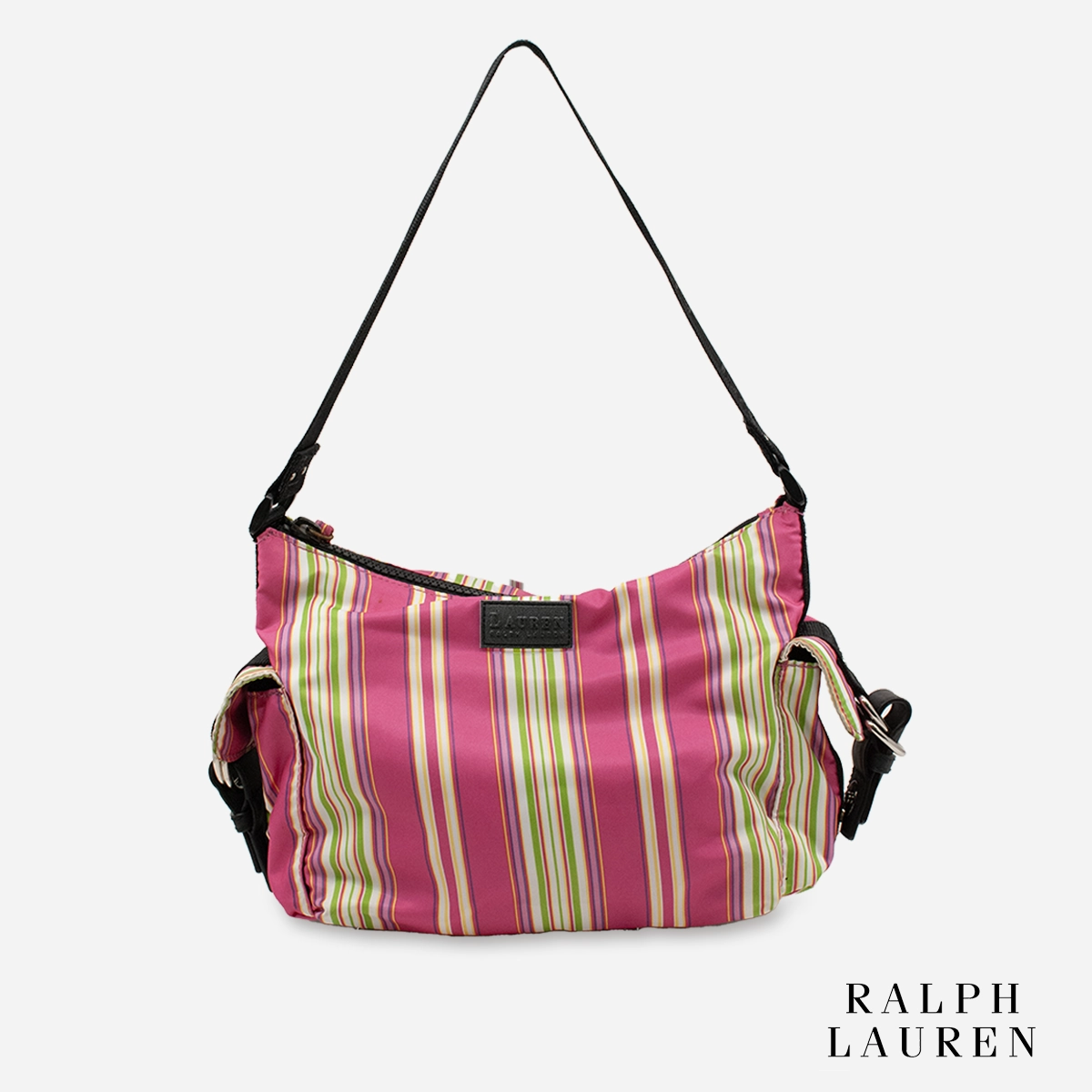 Vintage Lauren pink striped spring handbag