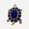 Kenneth Jay Lane blue lapis cab turtle brooch front view