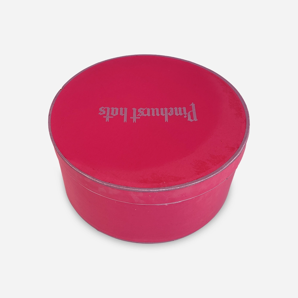 vintage pink cardboard hatbox