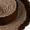 1930s hat straw detail straw hat detail with textured woven straw and brown silk detail.