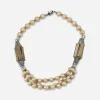 1950s pearl & bead necklace 1950s faux pearl and Czech glass necklace with rhinestone rondelles and silvered cylinder beads.