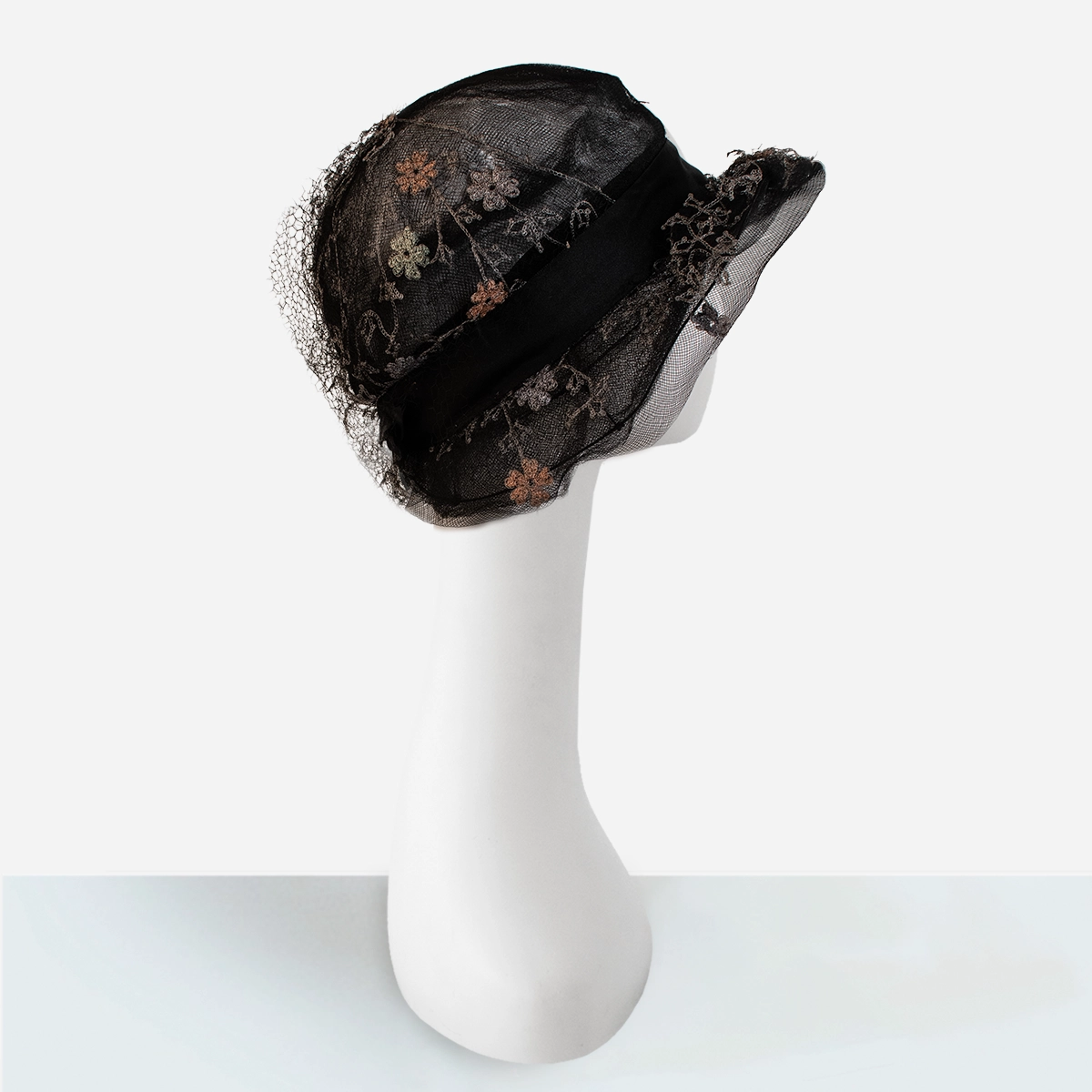 Antique black floral hat