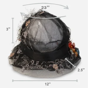 Black Edwardian 1900s hat sizing