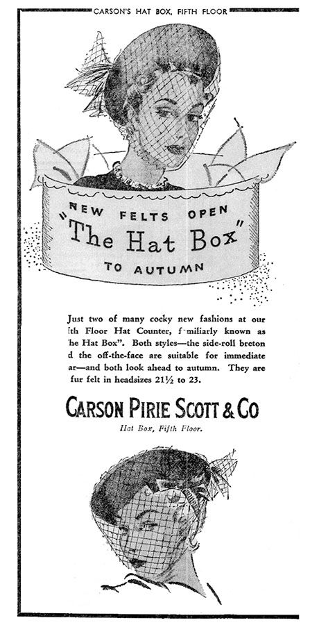 Carson Pirie Scott hat ad 1938