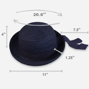 Navy Straw Roller Hat sizing