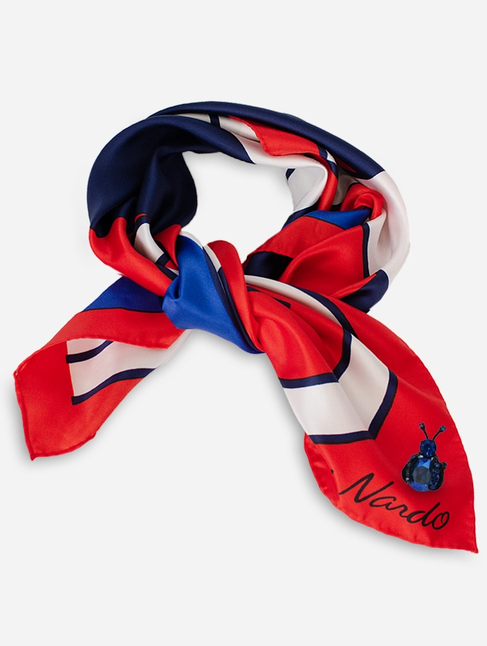 Red white blue scarf w Warner bug pin