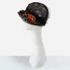 antique edwardian floral hat Edwardian black horsehair net hat showing floral appliques and net crown detail.