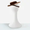 antique womens straw hat 1930s tan straw tilt hat with brown silk band and ruched brim trim. Rear view