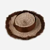 vintage 1930s straw hat copy Top view of vintage 1930s straw tilt hat with novelty woven straw construction.