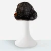 vintage black floral hat Early 1910s black horsehair net hat with delicate floral trim back view.