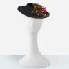 vintage black straw pink flower hat vintage black straw pink flower hat