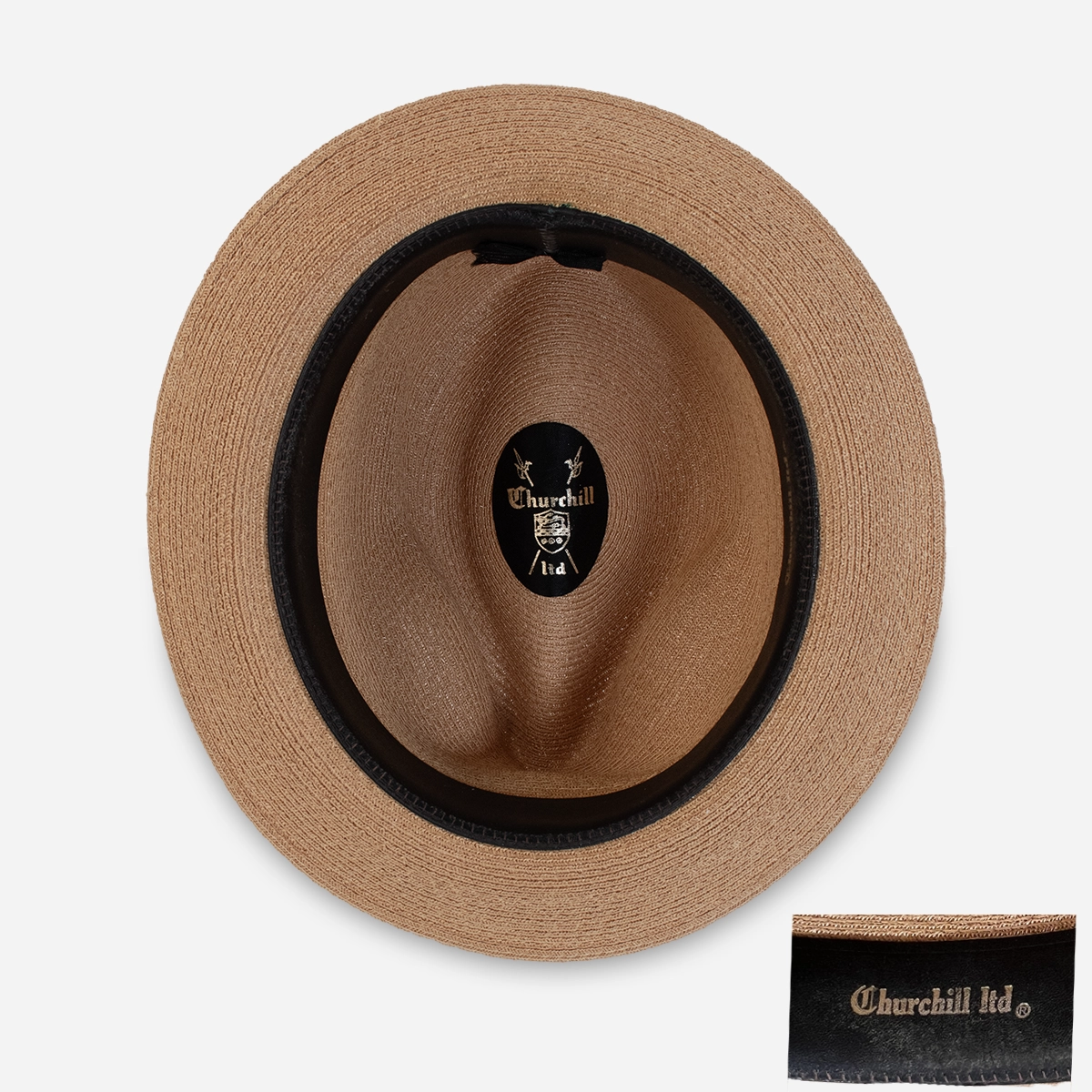 vintage churchill hat label interior label of vintage Churchill straw trilby hat size 7.