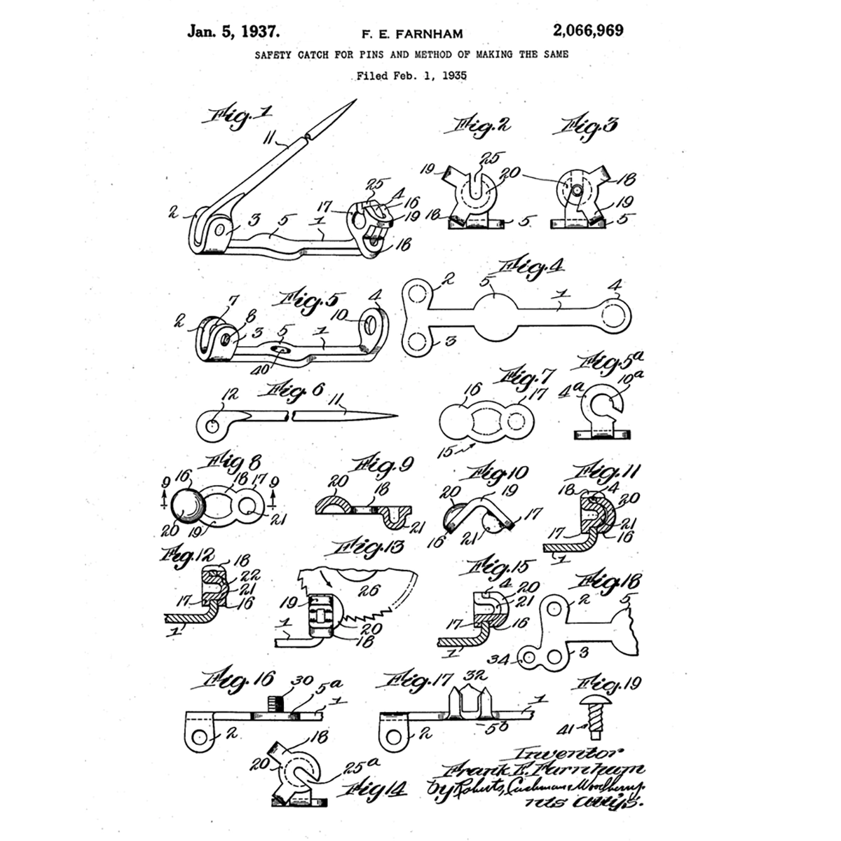 F E Farnham Patent application# 2066969 application