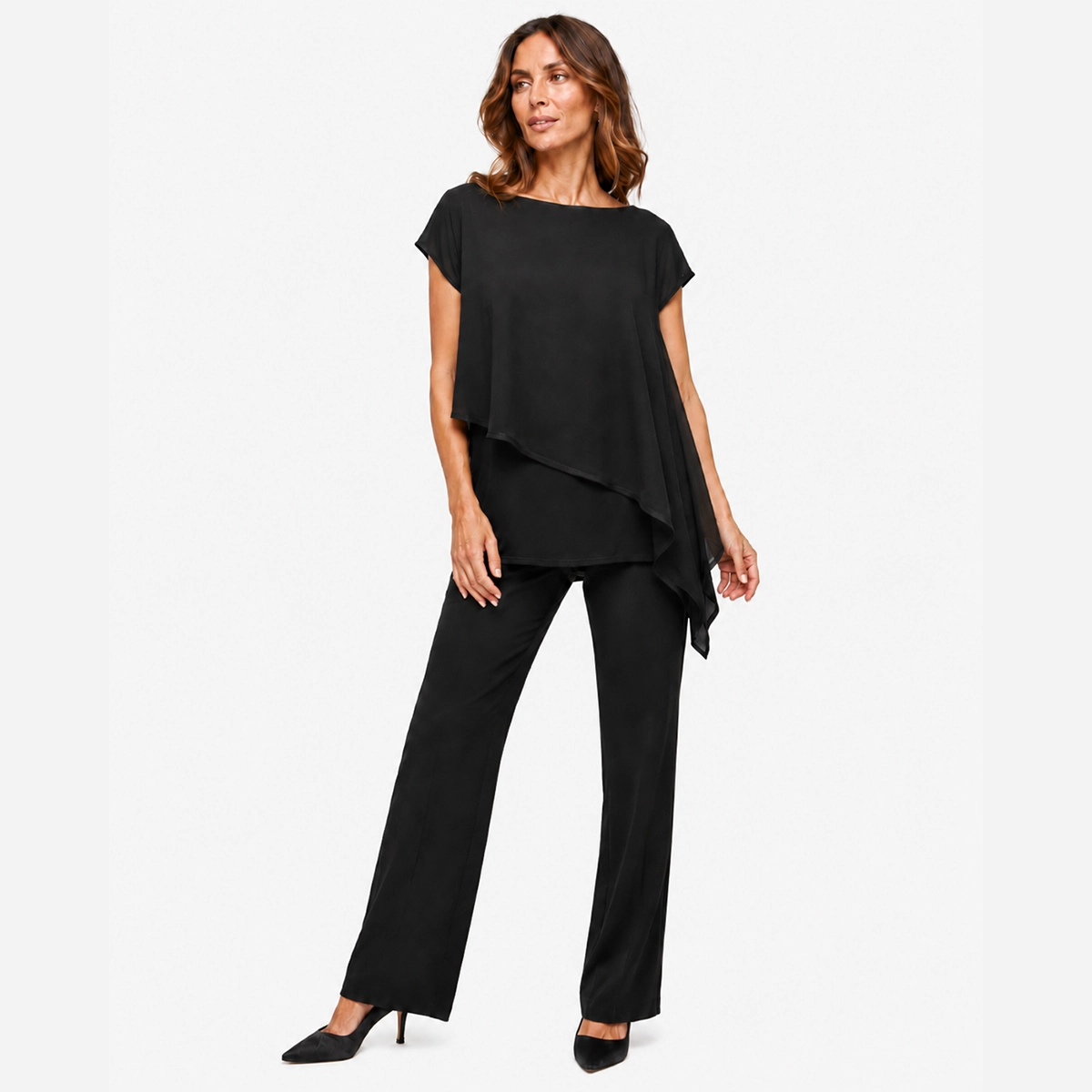 tom and linda platt black poncho evening top