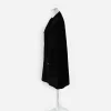 vintage chanel jacket with tie Angled side view of Chanel black cotton knit jacket with full front zipper, self neck tie, and perforated trim at hem.