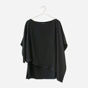 Vintage Tom and Linda Platt black poncho top with asymmetrical cape overlay