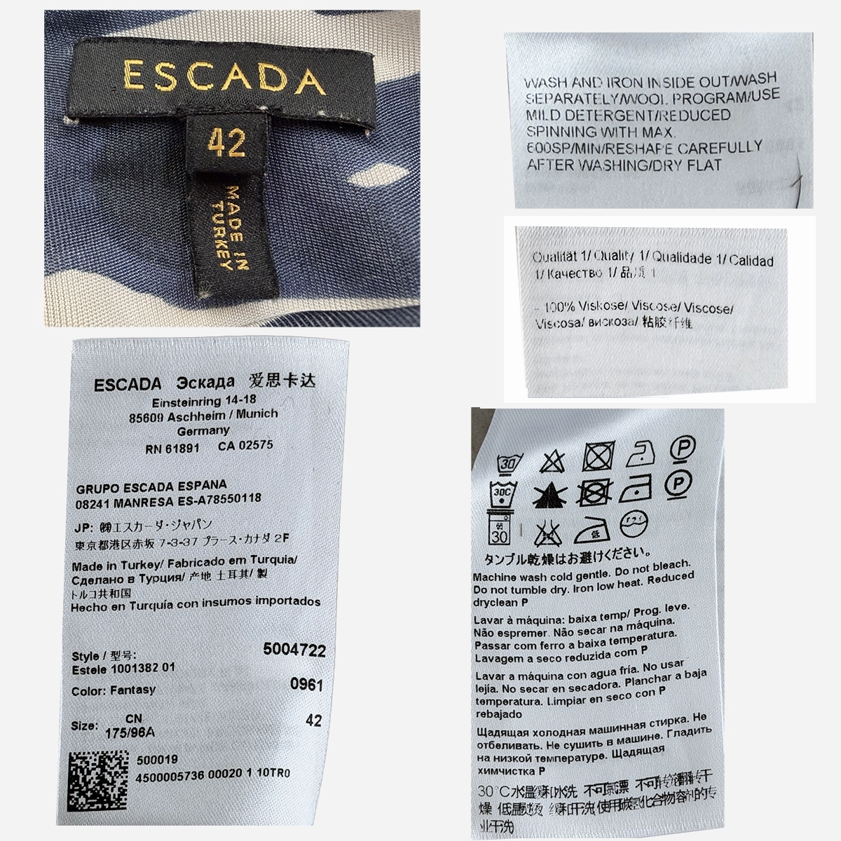 Escada dress labels