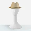Vintage nylon travel hat Front product view of vintage cream nylon trilby with center crease and matching grosgrain bow.