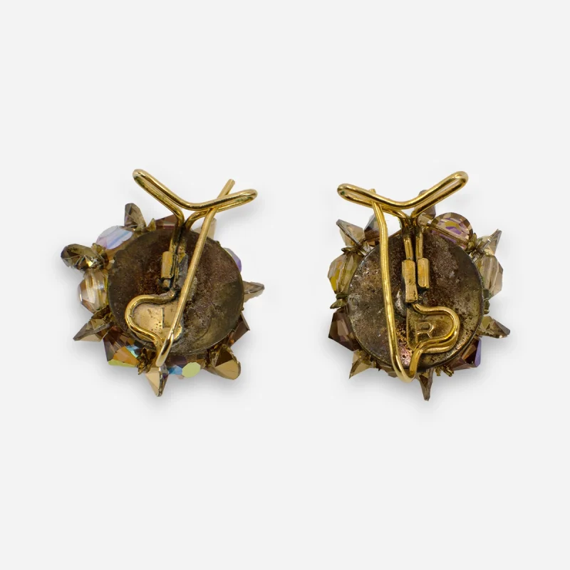 1950s crystal wingback earrings