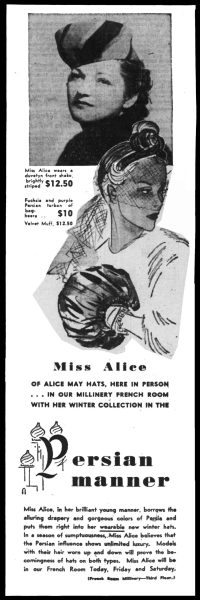 Alice May photo ad 1938