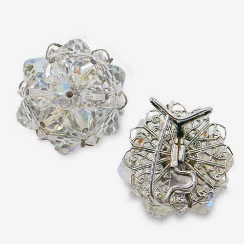 Cluster bead wingback earrings front and back