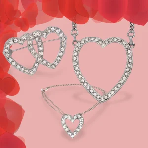 vintage Crystal heart jewelry