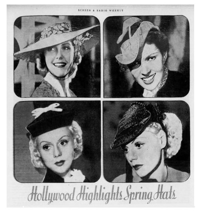 1930s hats in Hollywood