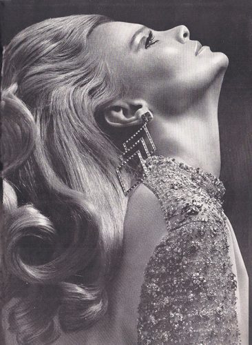 holiday party style 1966, Michael Kazan dress, Vendome Earrings