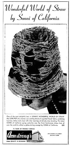 Sonni Hats ad 1963 Sonni of California ad from 1963