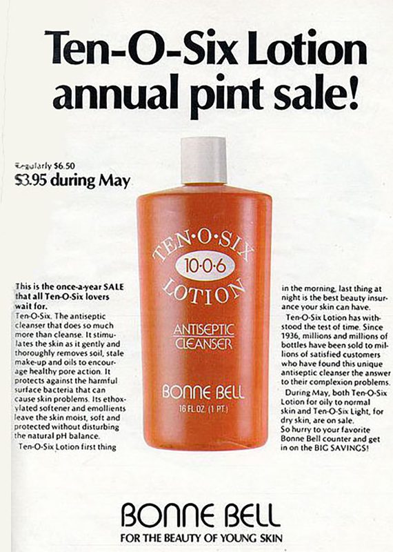 Bottle of Ten-o-Six lotion by Bonnie Bell